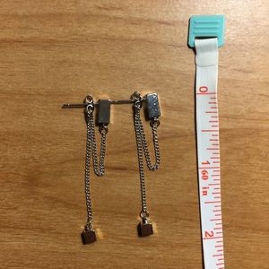 Geometric chain and cube earrings